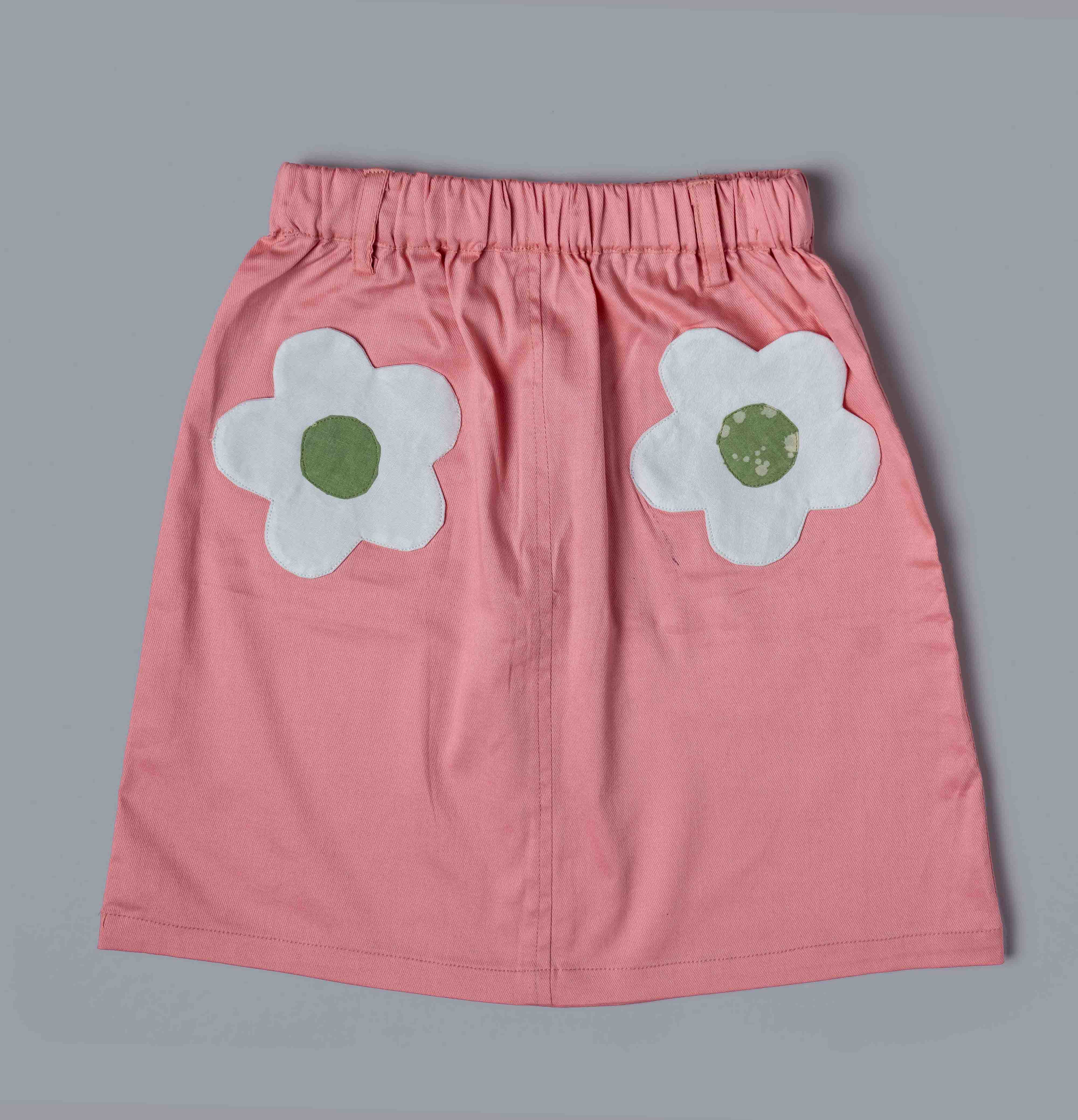 Peach Cotton skirt with flowers