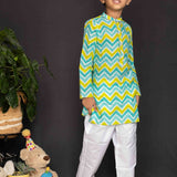 Blue zigzag kurta boys