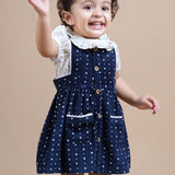 Navy Blue Corduroy Dungree for Baby Girls