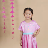 Knee Length Pink Hearts Dress for Girls