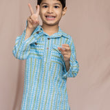 Blue Kantha Kurta for Boys