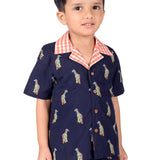 Giraffes Printed Navy Blue Coord Set for Boys