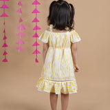 Yellow Shibori Dress For Girls