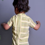 Yellow Stripes Shirt with Mandarin Collar for Boys