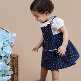 Navy Blue Corduroy Dungree for Baby Girls