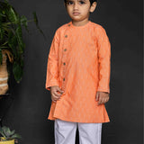 Orange jacquard Kurta with Pants