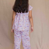 Lilac Horses Printed Night Suit for Girls