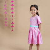 Knee Length Pink Hearts Dress for Girls