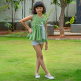 Green Scallop Top for Girls