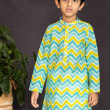 Blue zigzag kurta boys