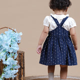 Navy Blue Corduroy Dungree for Baby Girls