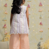 Stripes Mirror Seer Sucker Kurta and Palazzo Set for Girls