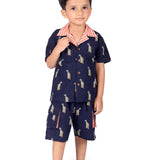 Giraffes Printed Navy Blue Coord Set for Boys