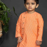 Orange jacquard Kurta with Pants