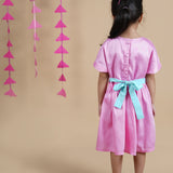 Knee Length Pink Hearts Dress for Girls