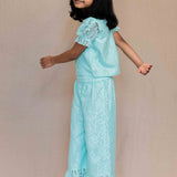 Aqua Blue Mesh Co-ord Set for Girls