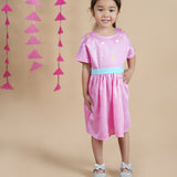 Knee Length Pink Hearts Dress for Girls