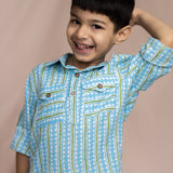 Blue Kantha Kurta for Boys