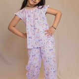 Lilac Horses Printed Night Suit for Girls