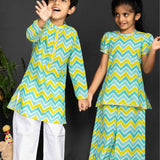 Blue zigzag kurta boys