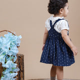 Navy Blue Corduroy Dungree for Baby Girls