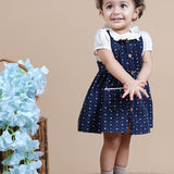 Navy Blue Corduroy Dungree for Baby Girls