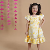 Yellow Shibori Dress For Girls