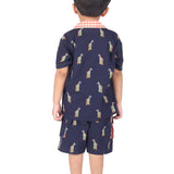 Giraffes Printed Navy Blue Coord Set for Boys