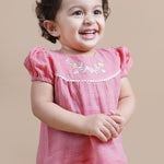 Baby Girl wearing pink cotton gauze coord set