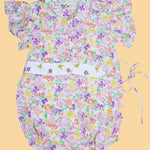 floral printed cotton Romper with cloth belt