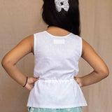 White Dobby Peplum Top for Girls