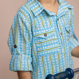 Blue Kantha Kurta for Boys