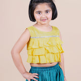 Yellow and Green Skirt -Top Ethnic Set