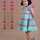 Knee Length Ruffles Magical Dress For Girls