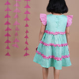 Knee Length Ruffles Magical Dress For Girls