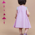 Baby Girl wearing pink cotton knee length frock with Embroidery