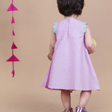 Baby Girl wearing pink cotton knee length frock with Embroidery