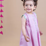 Baby Girl wearing pink cotton knee length frock with Embroidery