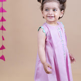 Baby Girl wearing pink cotton knee length frock with Embroidery