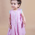 Baby Girl wearing pink cotton knee length frock with Embroidery