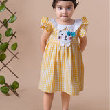 Yellow and White Gingham Checks Cotton Dress