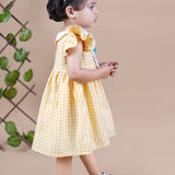 Yellow and White Gingham Checks Cotton Dress