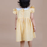 Yellow and White Gingham Checks Cotton Dress