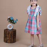 Coral Checks Smocking Cotton Frock