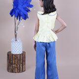 Yellow Top and Twill Pant Set For Girls