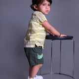 Yellow Stripes Shirt and crocodile shorts