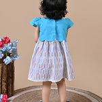 Baby Girl wearing Blue and White frock with embroidery