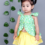 Green Top and Yellow skirt baby girls