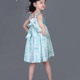 Kettle print Cotton Block-Print Dress for Girls