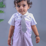 Lilac Tie Romper for baby boy